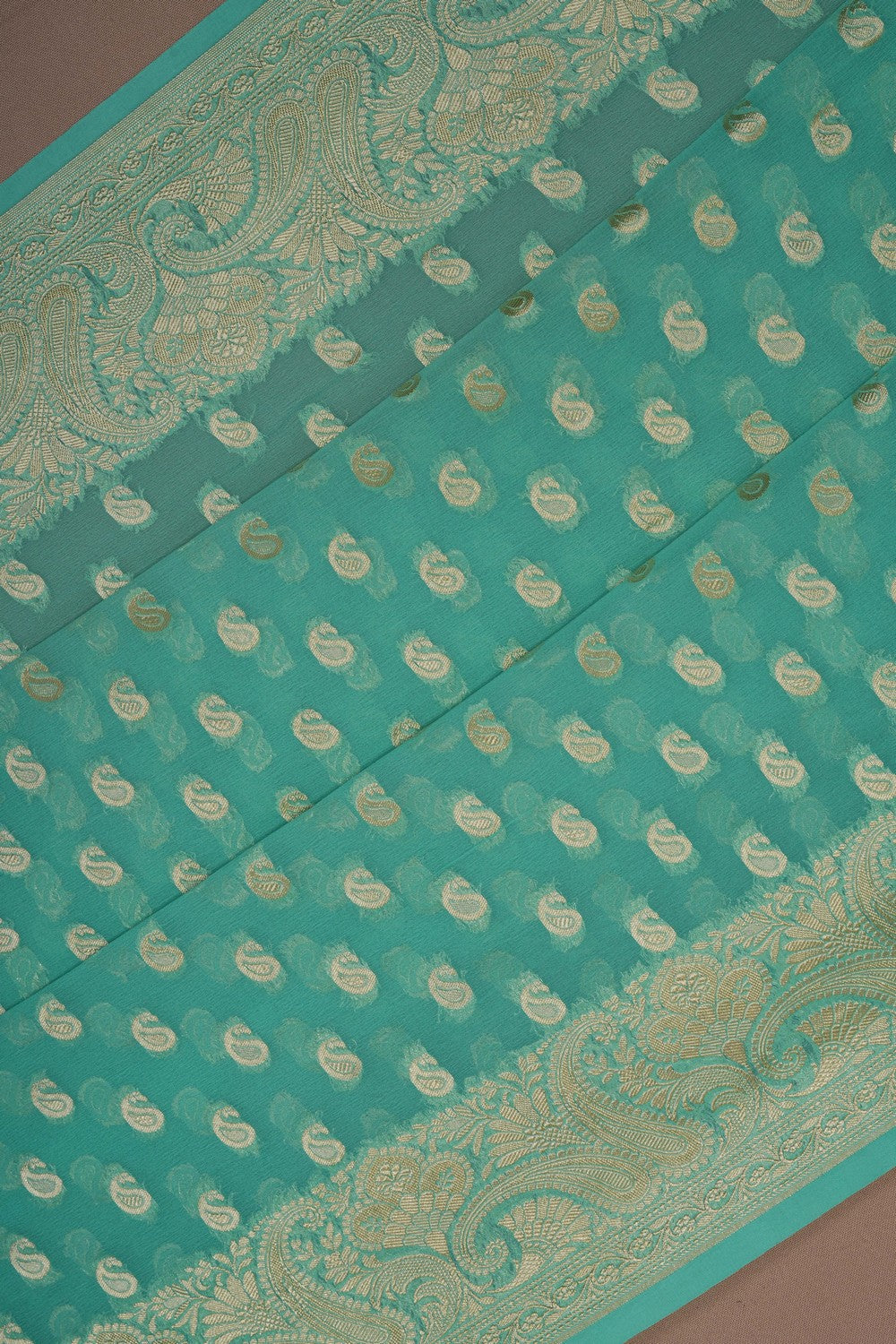 Image of Banarasi Georgette Sea-Green Saree
