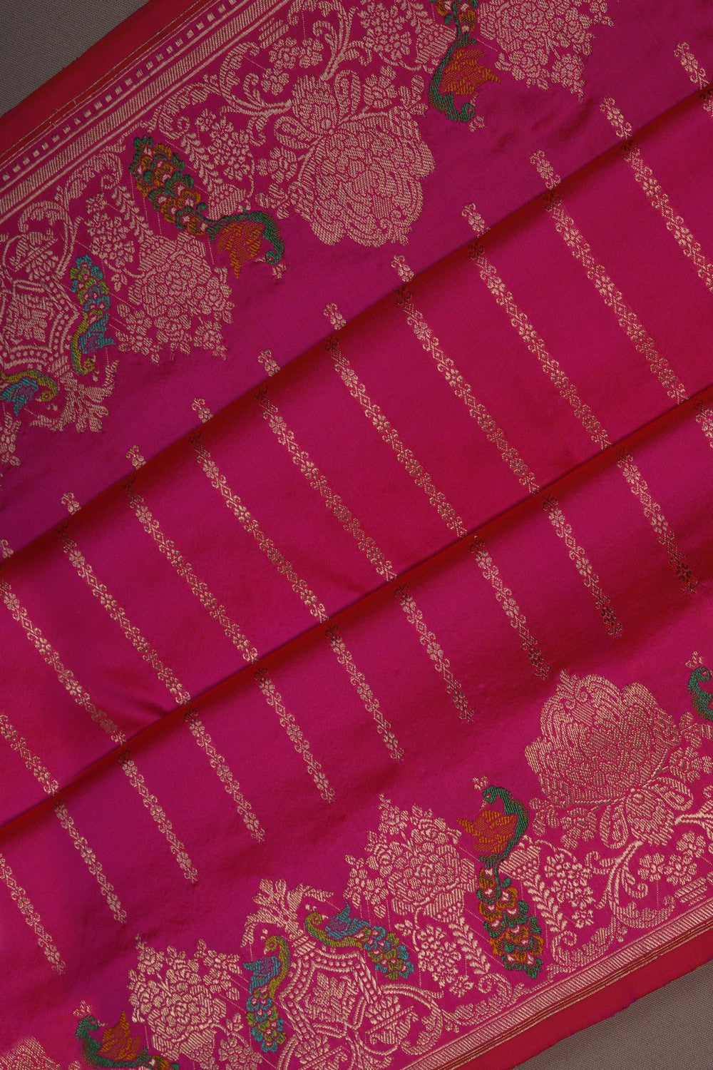 Image of Banarasi Silk Brocade Pink Saree
