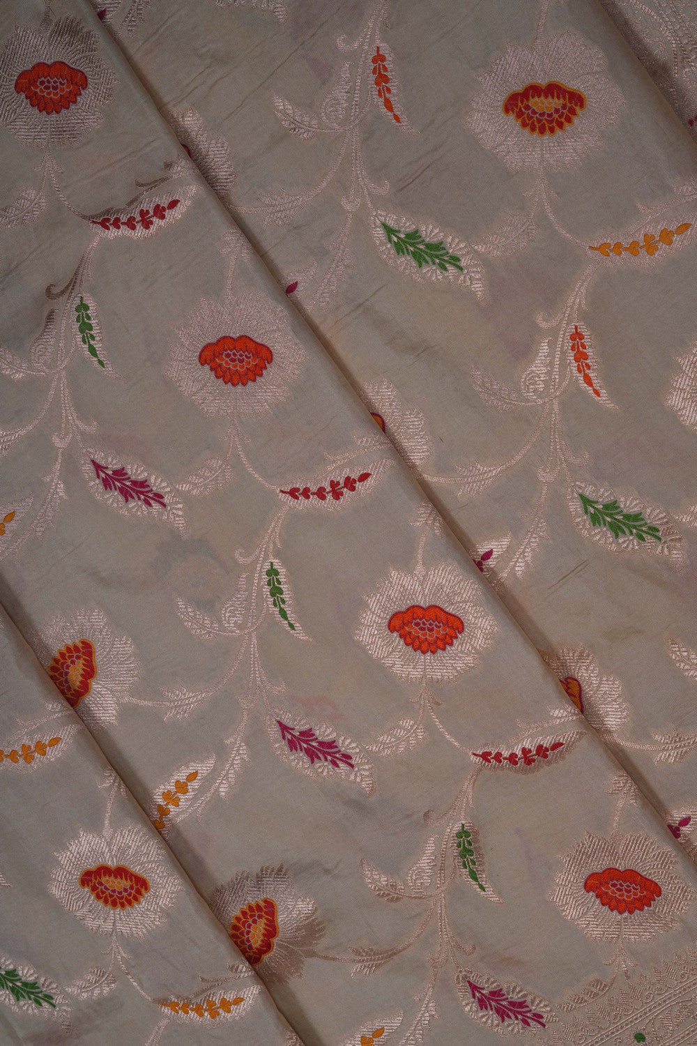 Image of Banarasi Silk Brocade Off-White Saree