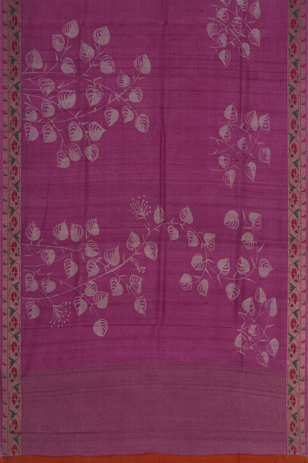 Image of A Floral Print Tussar Silk Saree