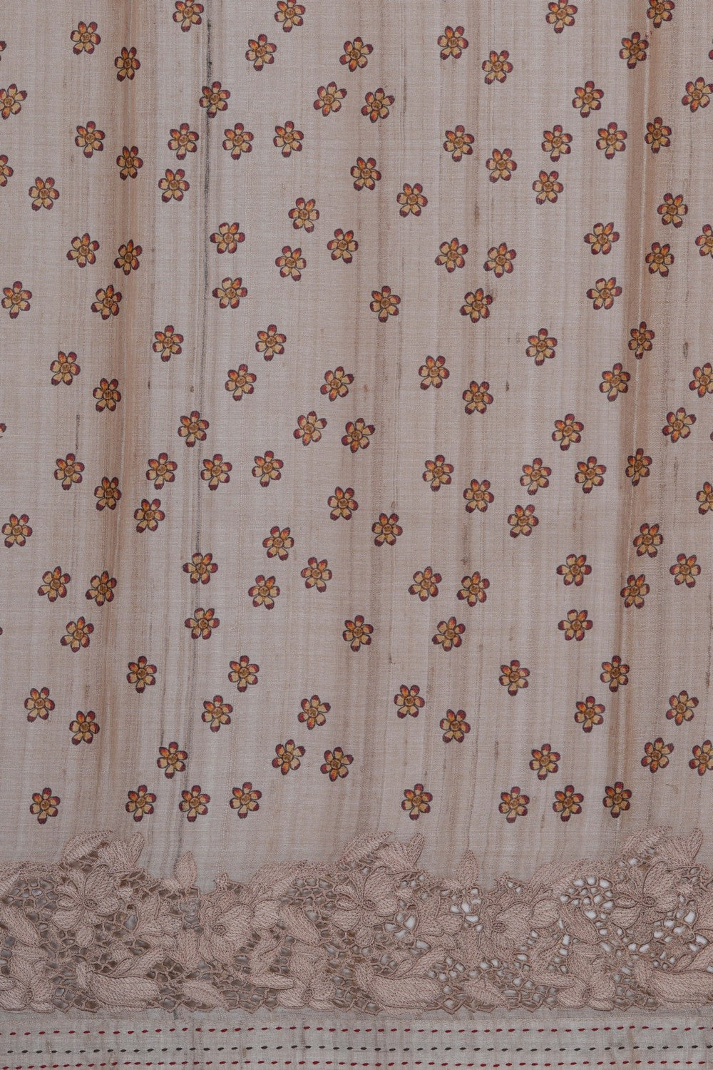 Image of A Floral Print Tussar Silk Saree