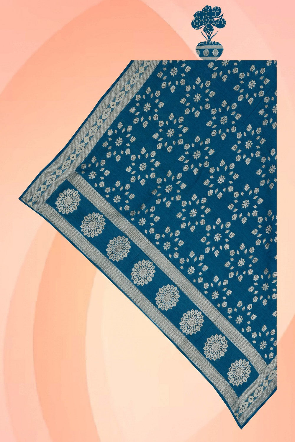 Image of Banarasi Silk Blue Dupatta