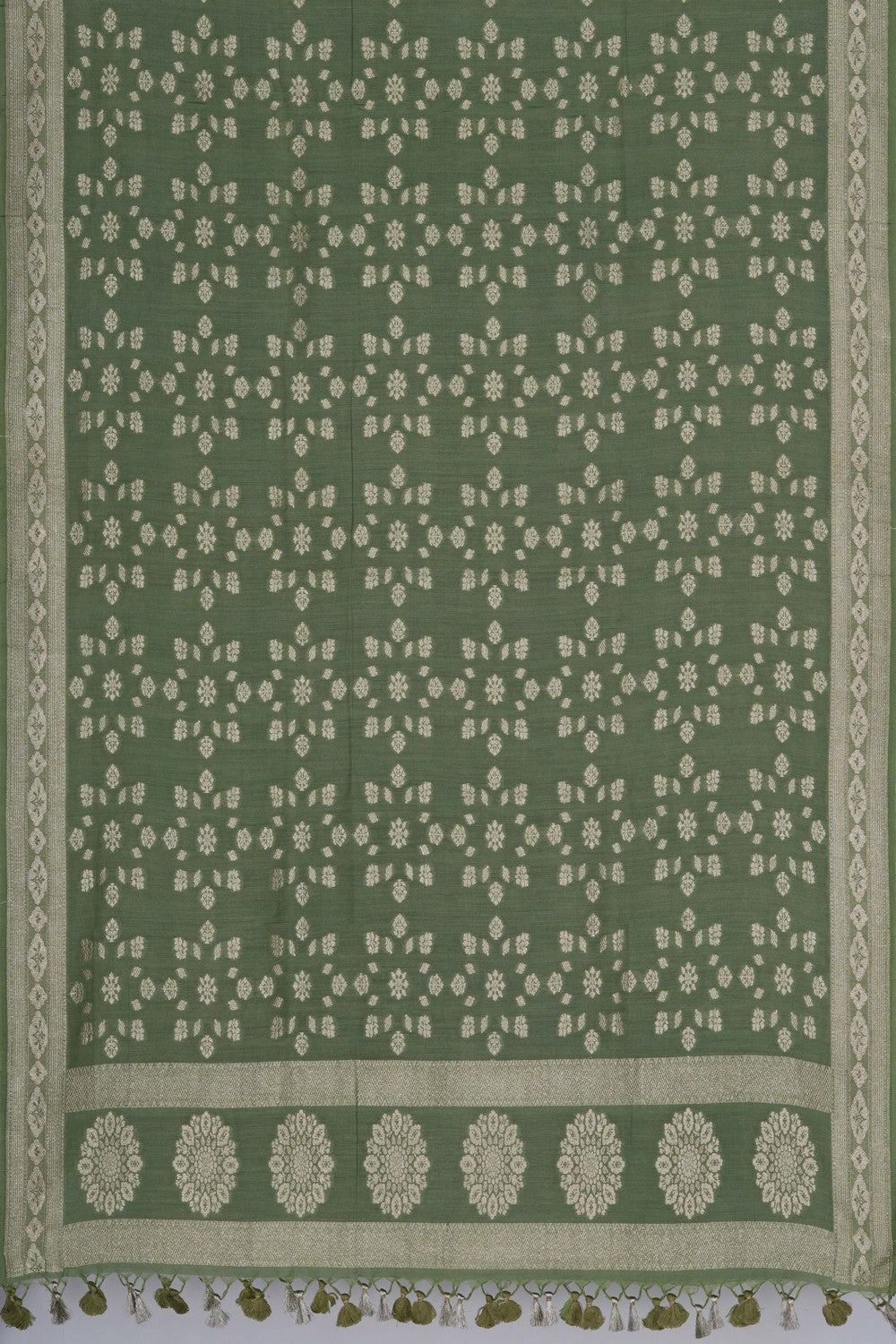 Image of Banarasi Silk Sage Green Dupatta