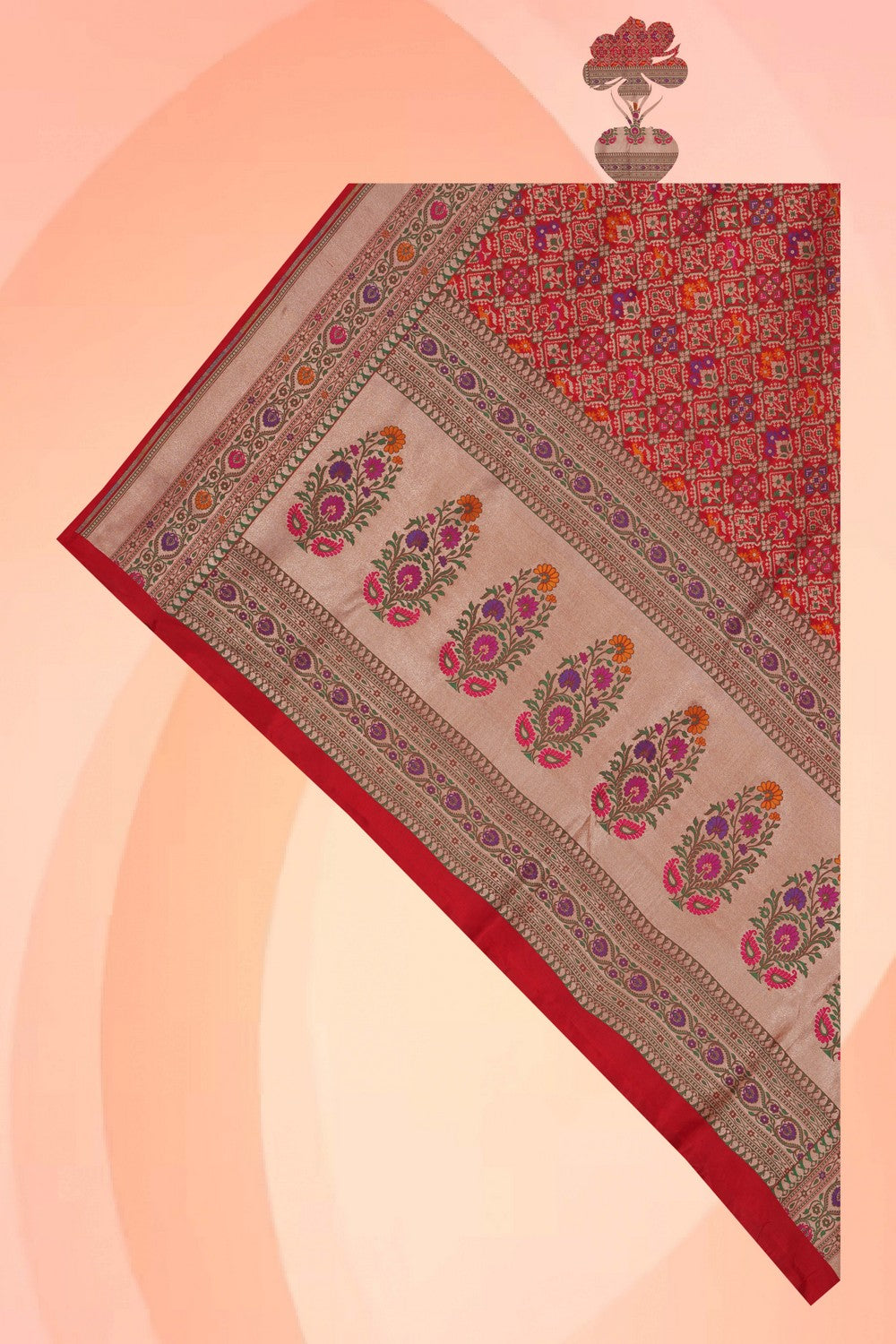 Image of Banarasi Silk Red Patola Dupatta