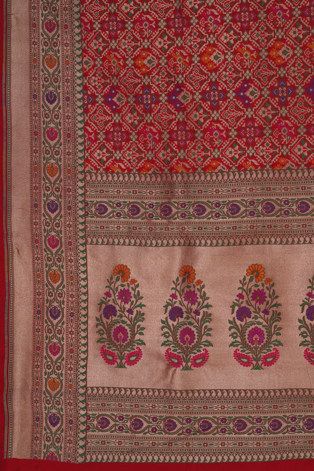 Image of Banarasi Silk Red Patola Dupatta