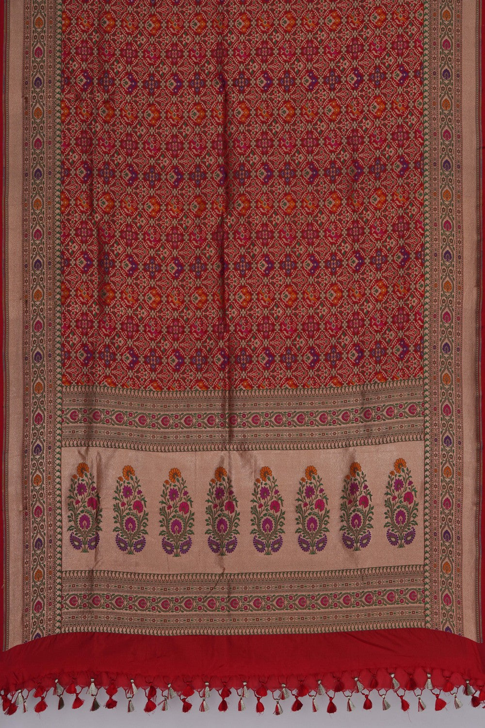 Image of Banarasi Silk Red Patola Dupatta