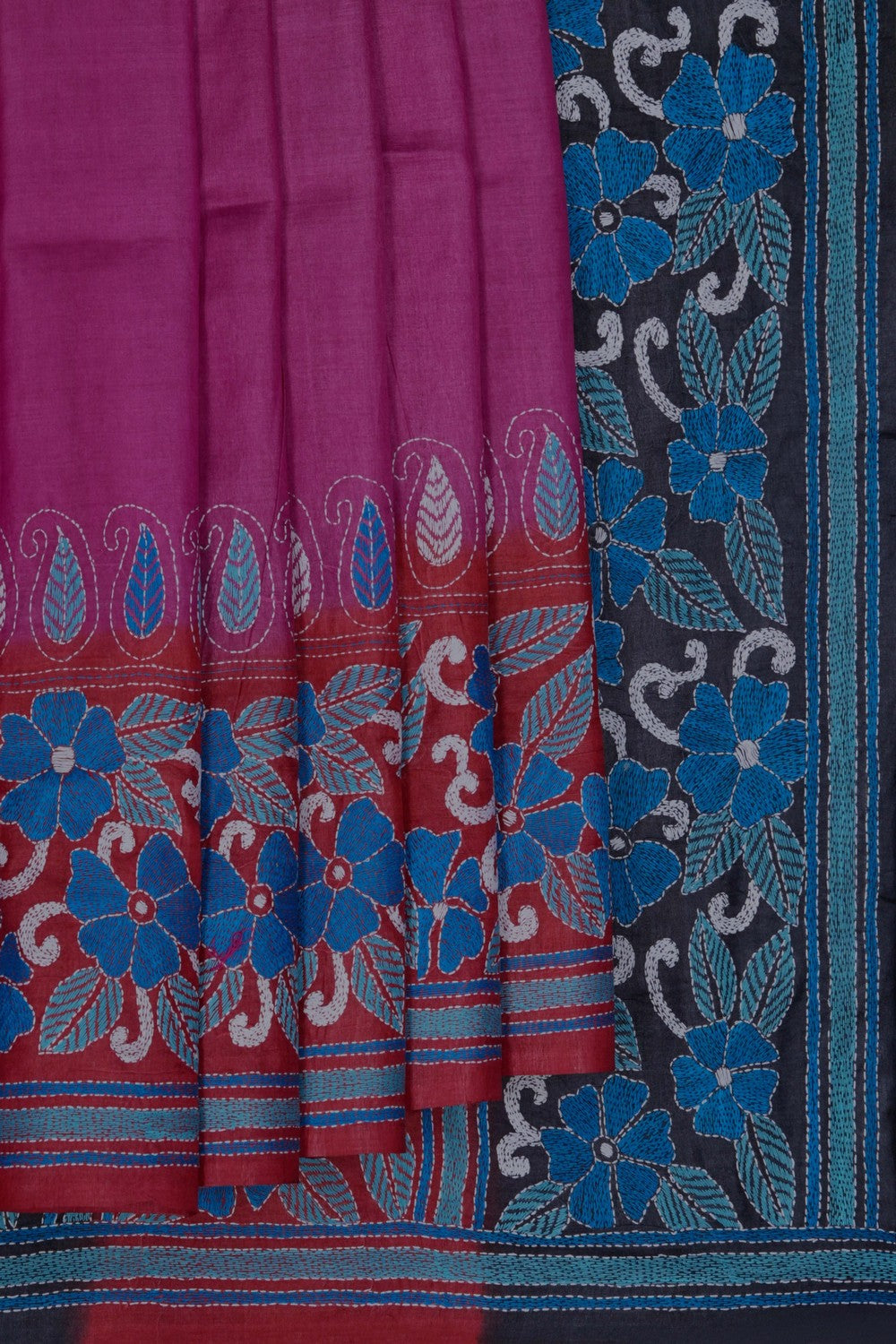 Image of A Tussar Silk Embroidered Saree