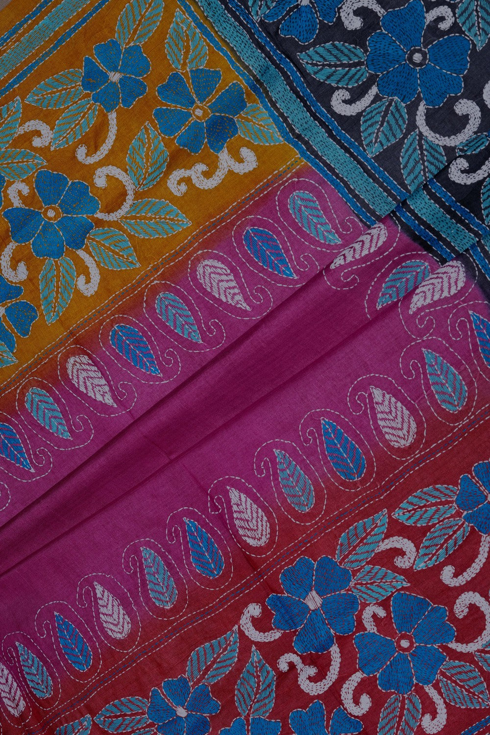 Image of A Tussar Silk Embroidered Saree
