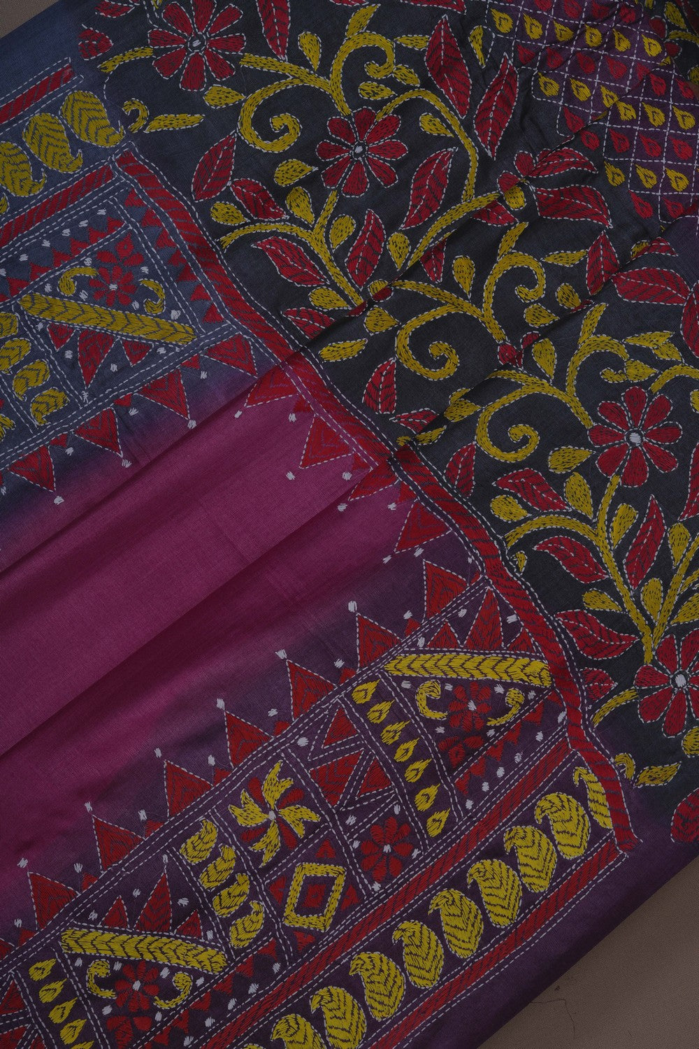 Image of A Tussar Silk Embroidered Saree