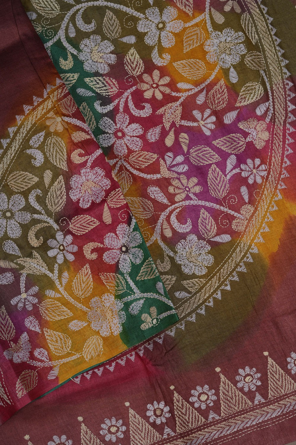 Image of A A Kantha Embroidery Saree