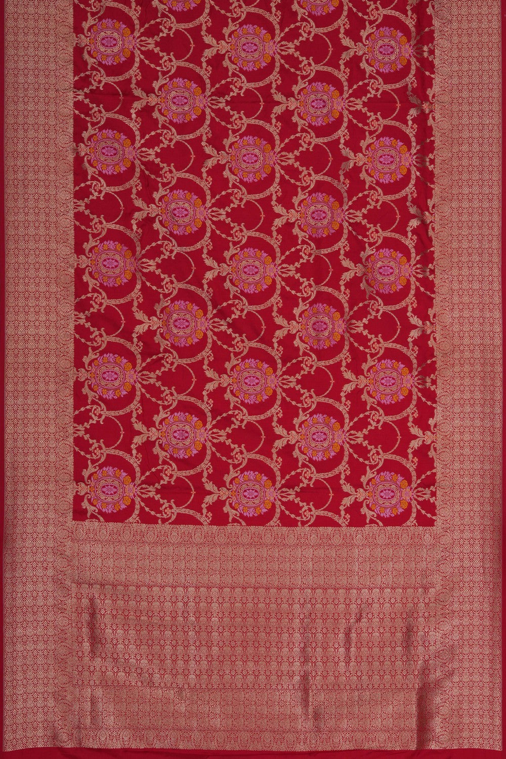 Image of Banarasi Silk Brocade Red Saree