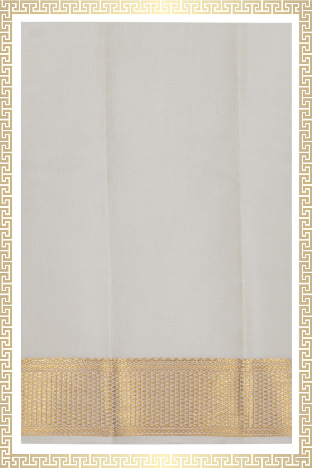 Image of Kanchi Silk Off-White Dhoti With Kanduva (8 X 4)