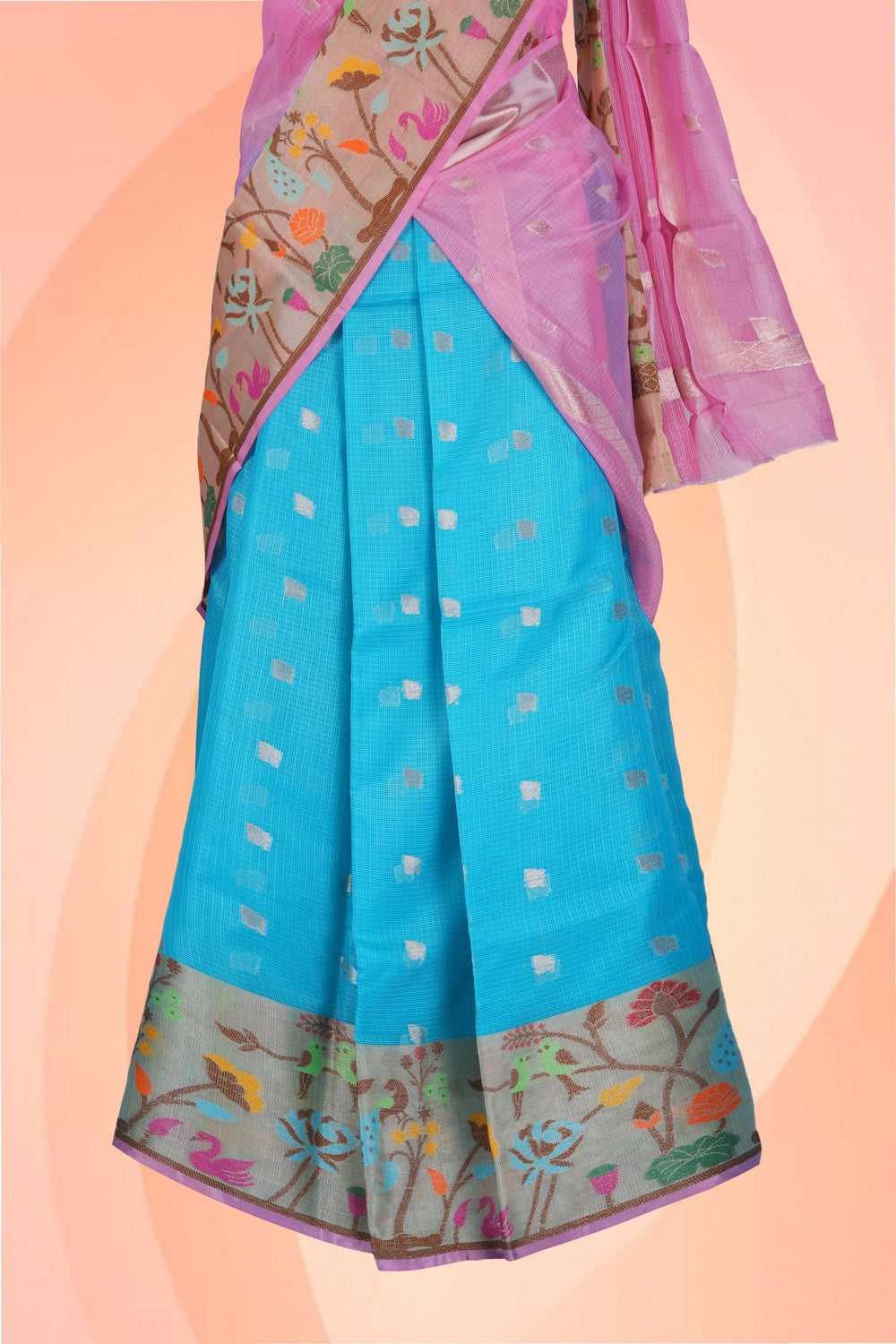 Image of Kota Silk Pavada Unstitched 3 Pcs Set