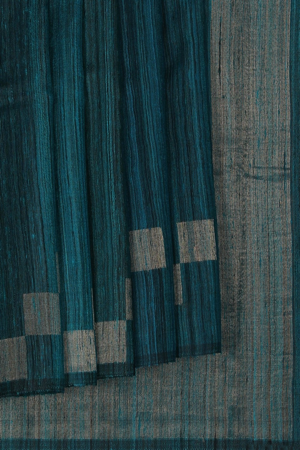 Image of A Teal Blue Dupion Silk Saree
