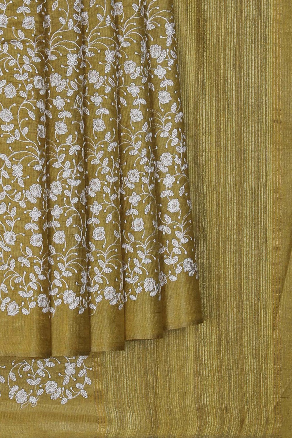 Image of A Tussar Silk Embroidered Saree