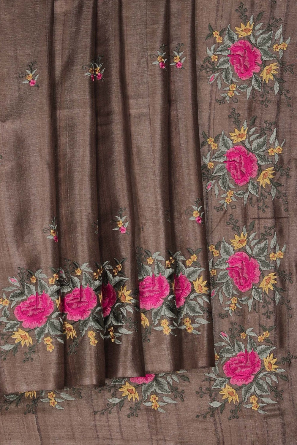 Image of A Tussar Silk Embroidered Saree
