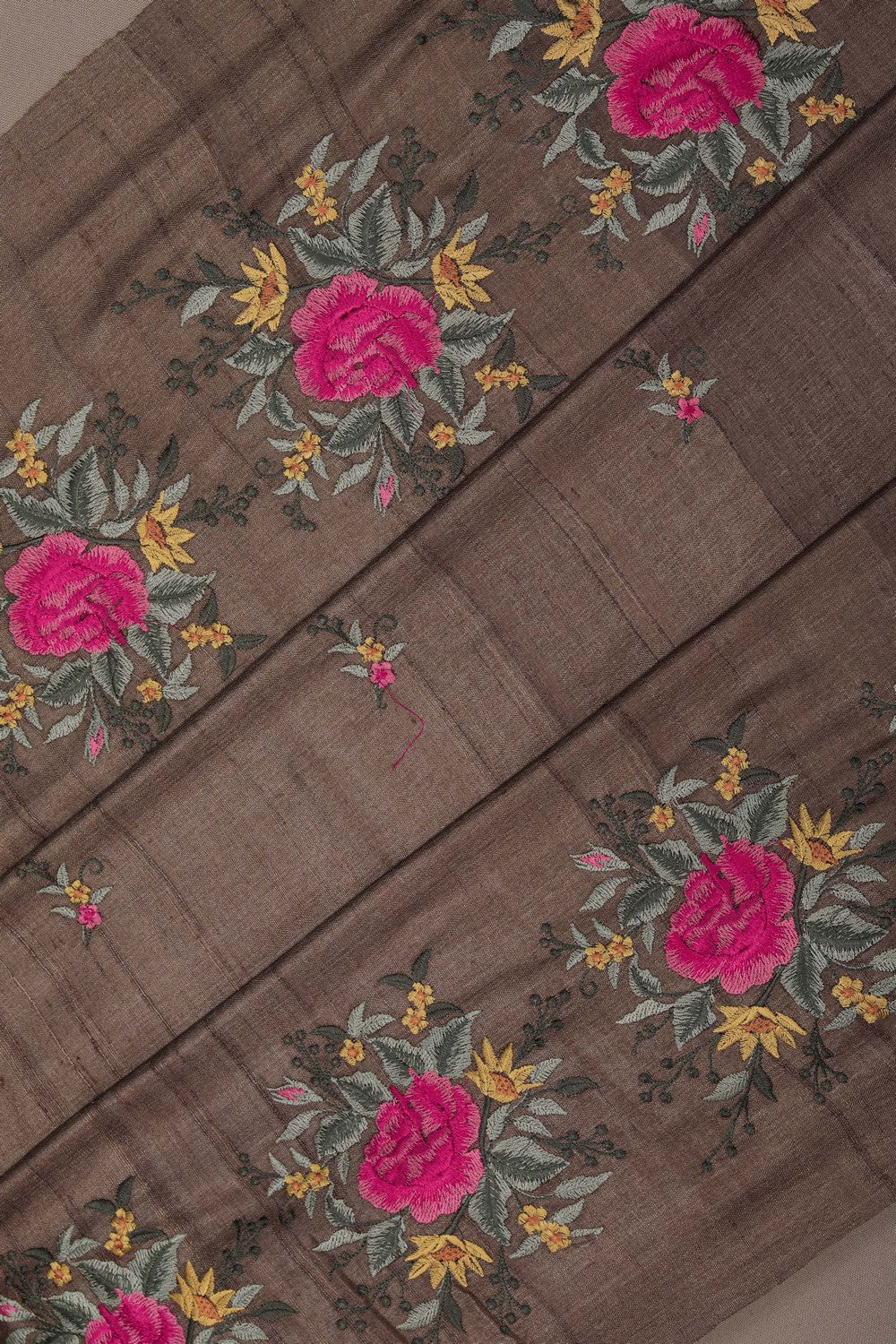 Image of A Tussar Silk Embroidered Saree