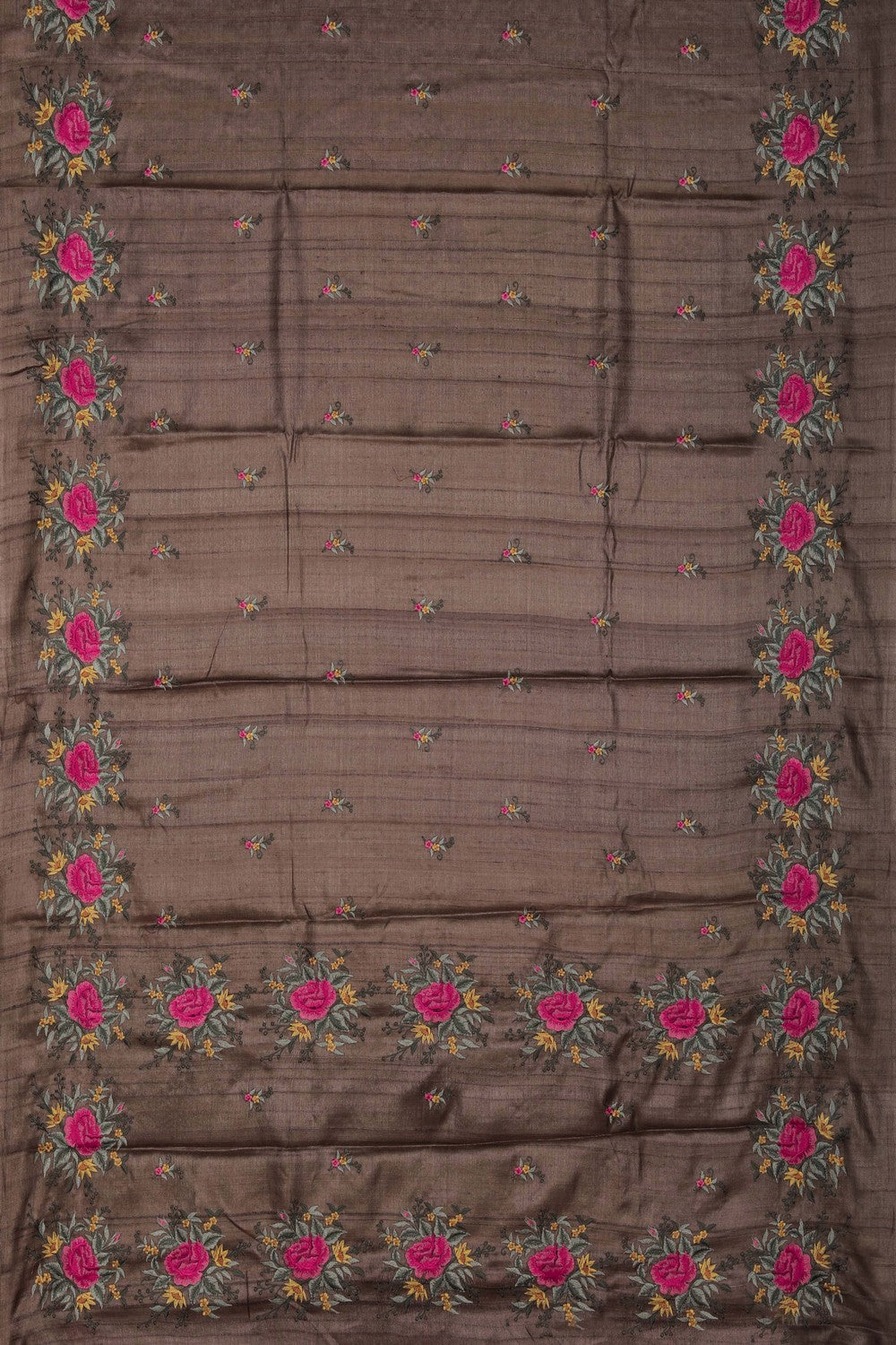 Image of A Tussar Silk Embroidered Saree
