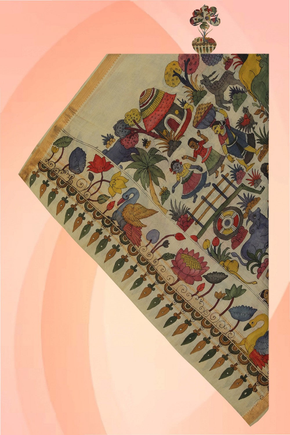 Image of Kalamkari Hand-Painted Dupatta