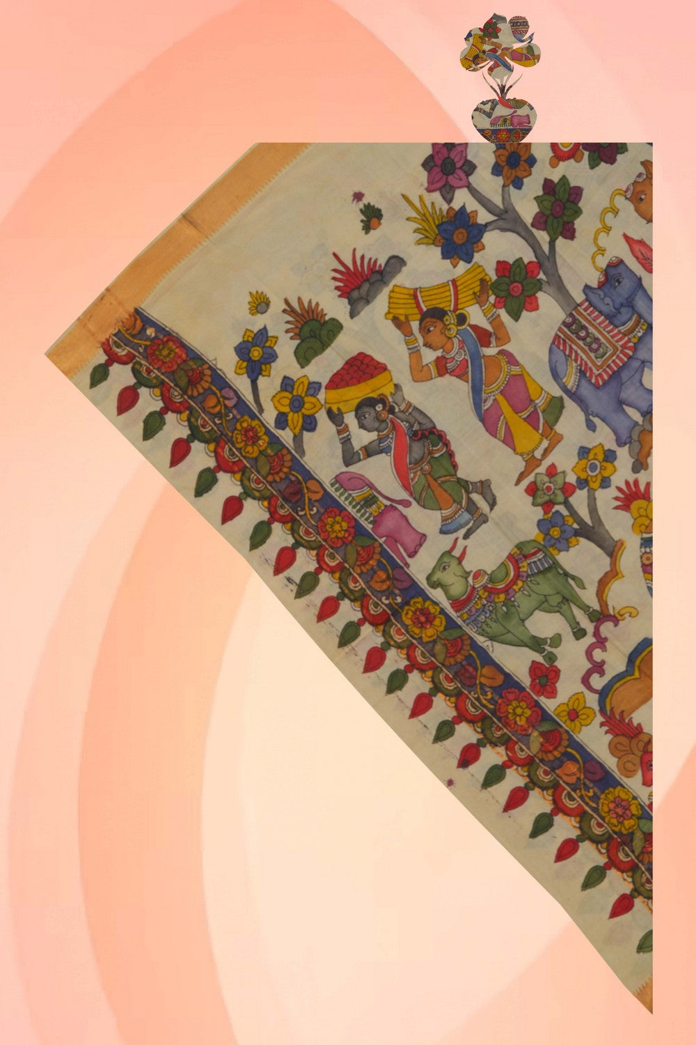 Image of Kalamkari Hand-Painted Dupatta