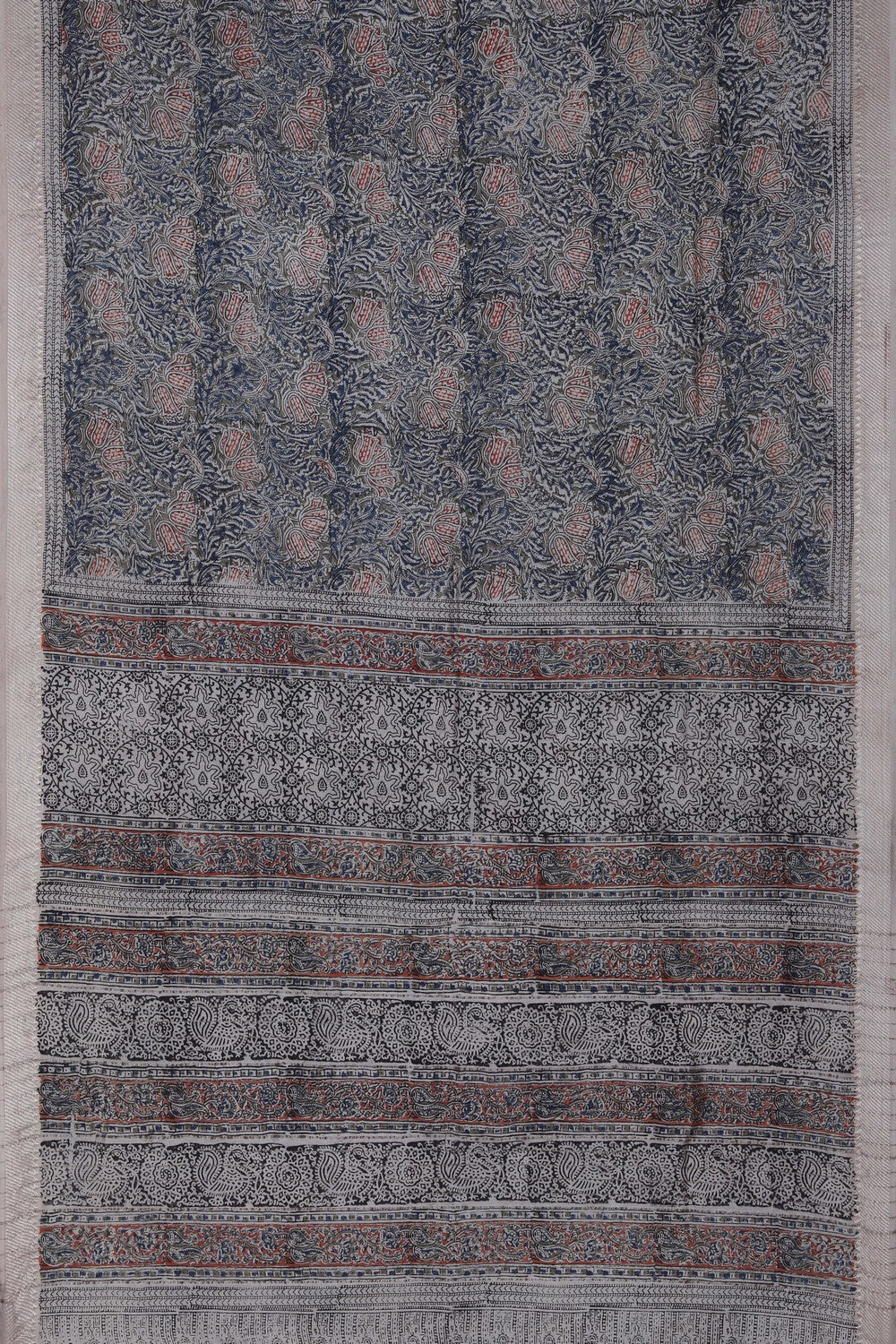 Image of Mangalgiri Silk Grey Saree