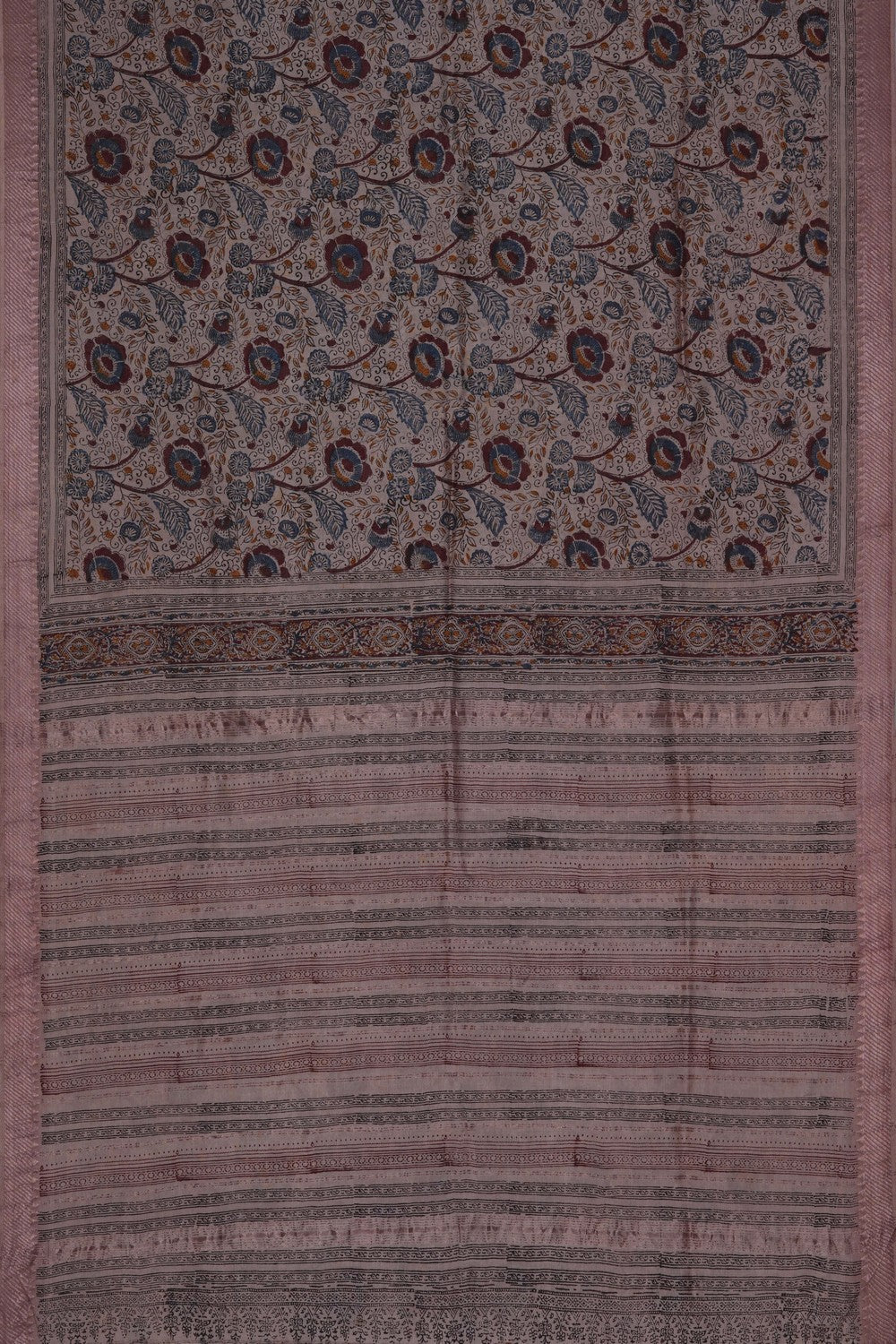 Image of Mangalgiri Silk Grey Saree
