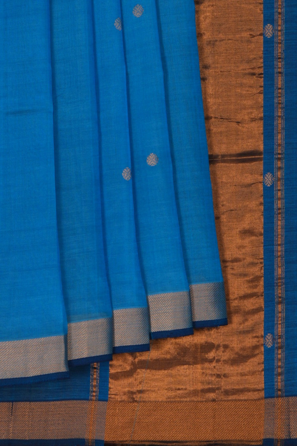 Image of Mangalagiri Silk Blue Saree