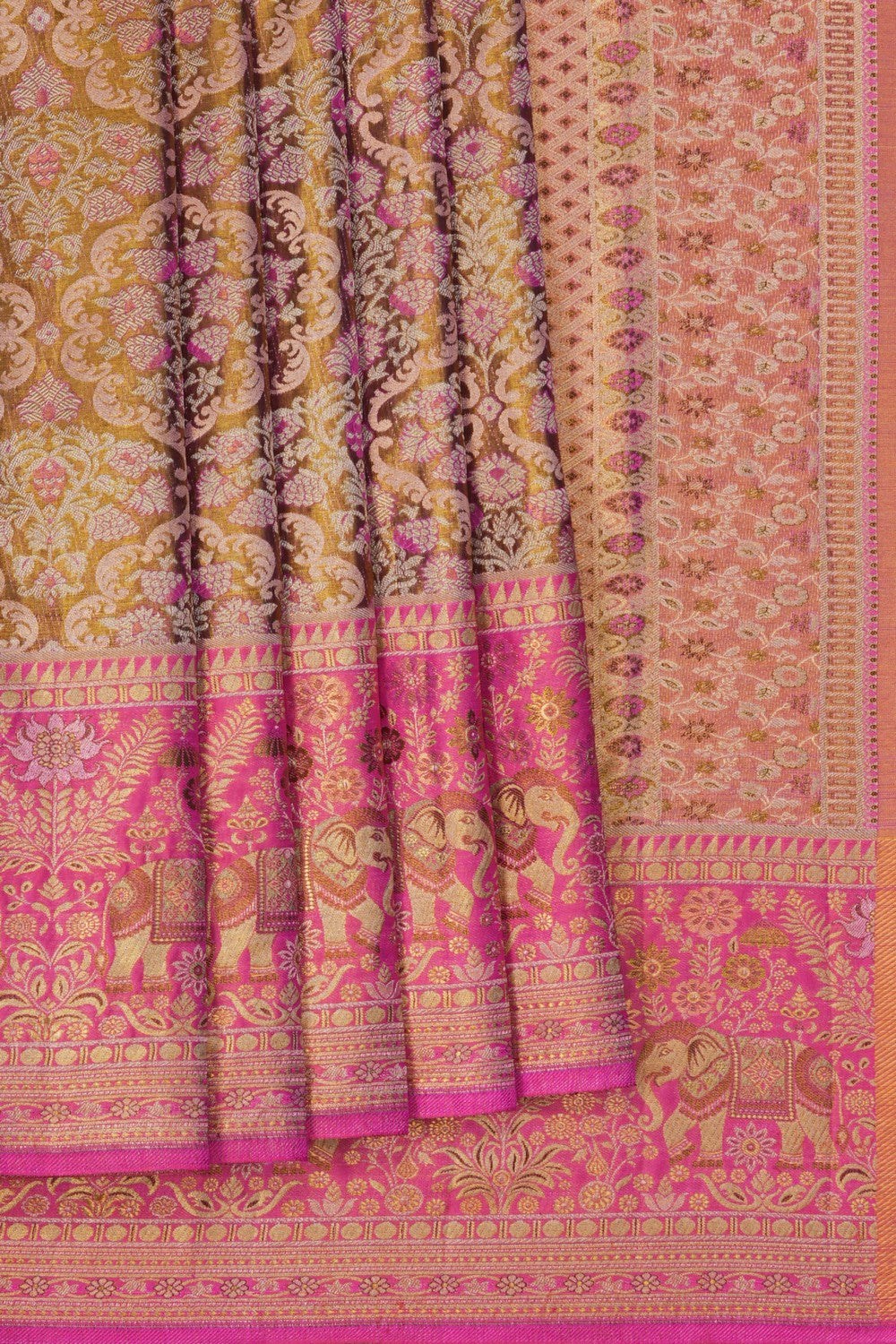 Image of Golden Tissue Brocade Kanjivaram Silk Saree