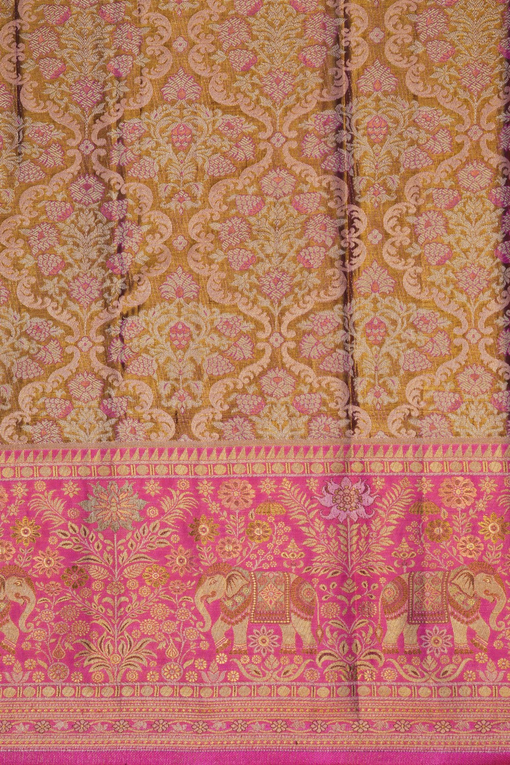Image of Golden Tissue Brocade Kanjivaram Silk Saree