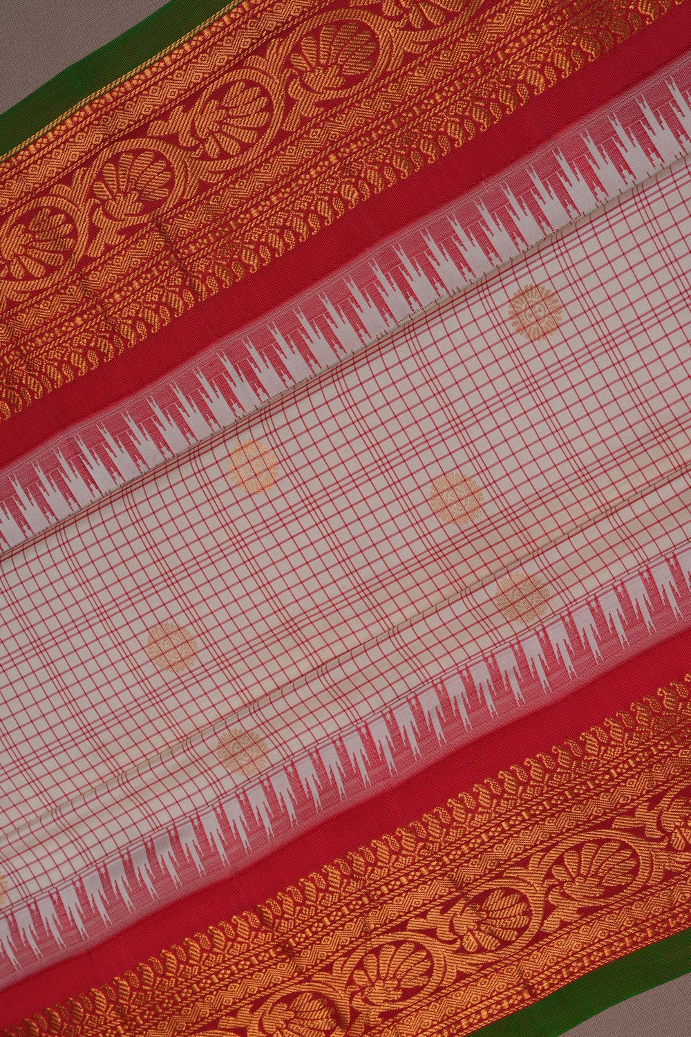 Image of Gadwal Silk Off-White Saree