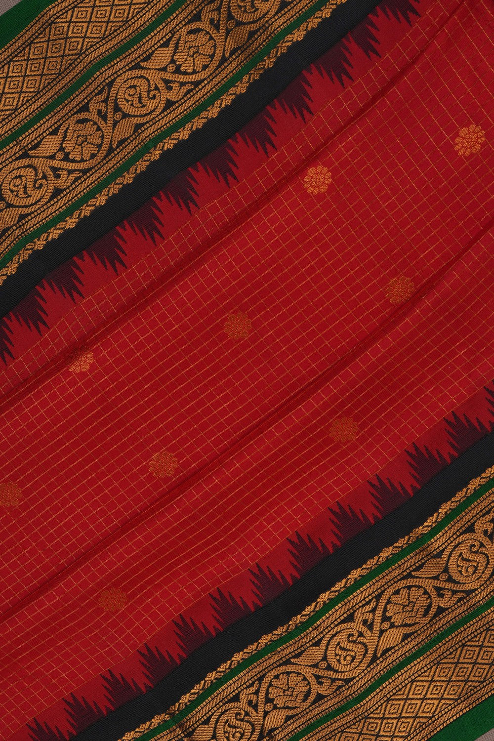 Image of Gadwal Silk Red Saree