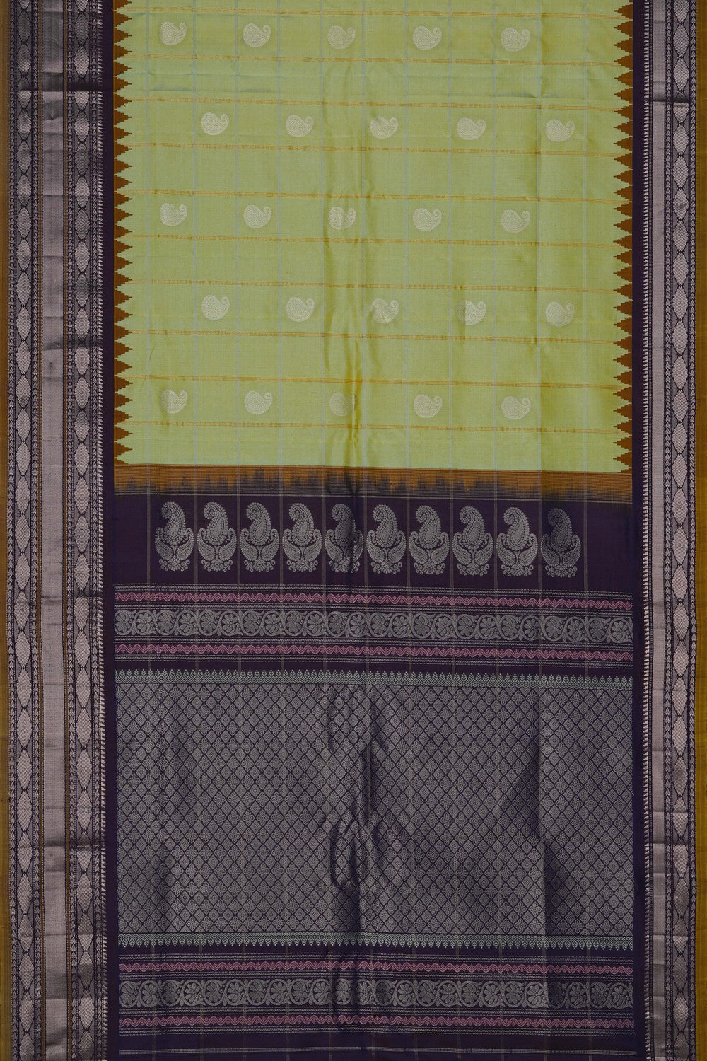 Image of Gadwal Silk Mint-Green Saree