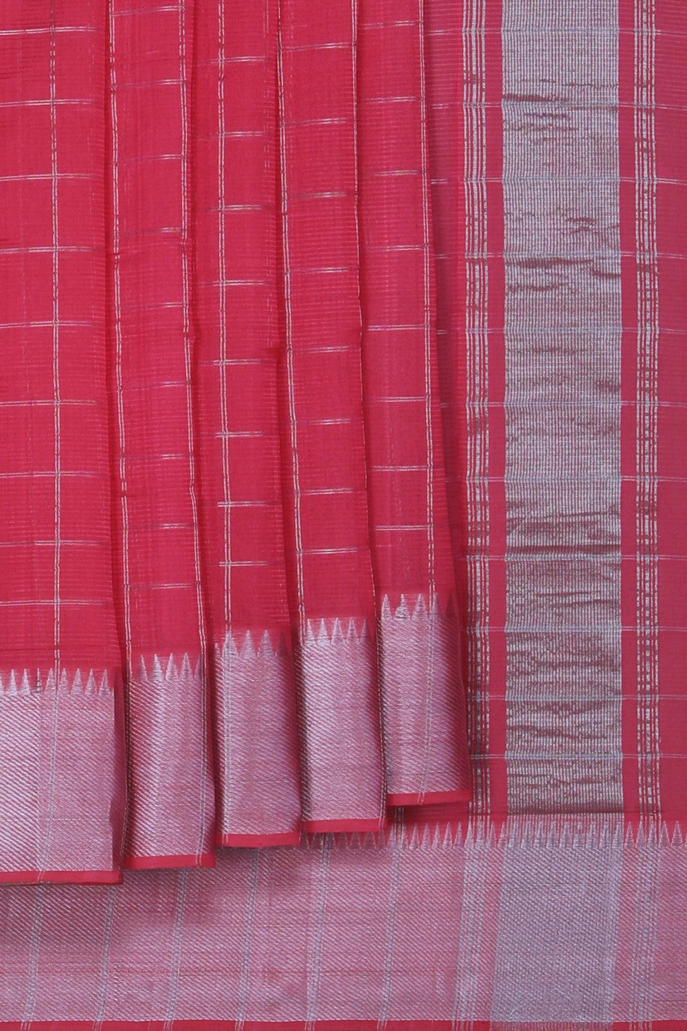 Image of Mangalgiri Silk Coral-Pink Saree