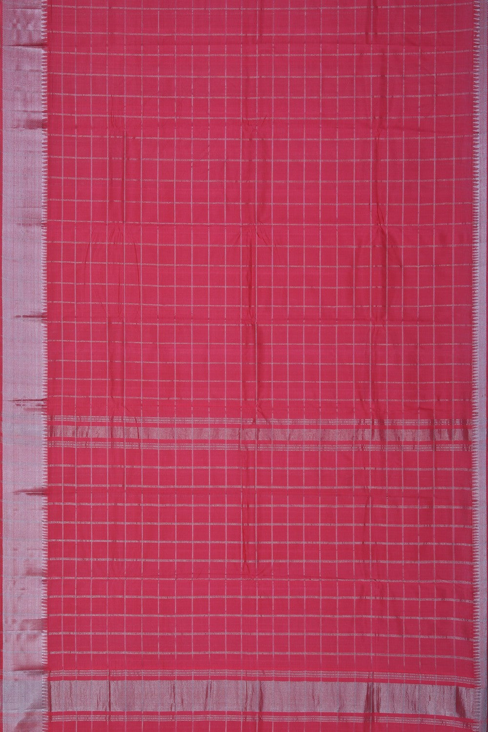 Image of Mangalgiri Silk Coral-Pink Saree