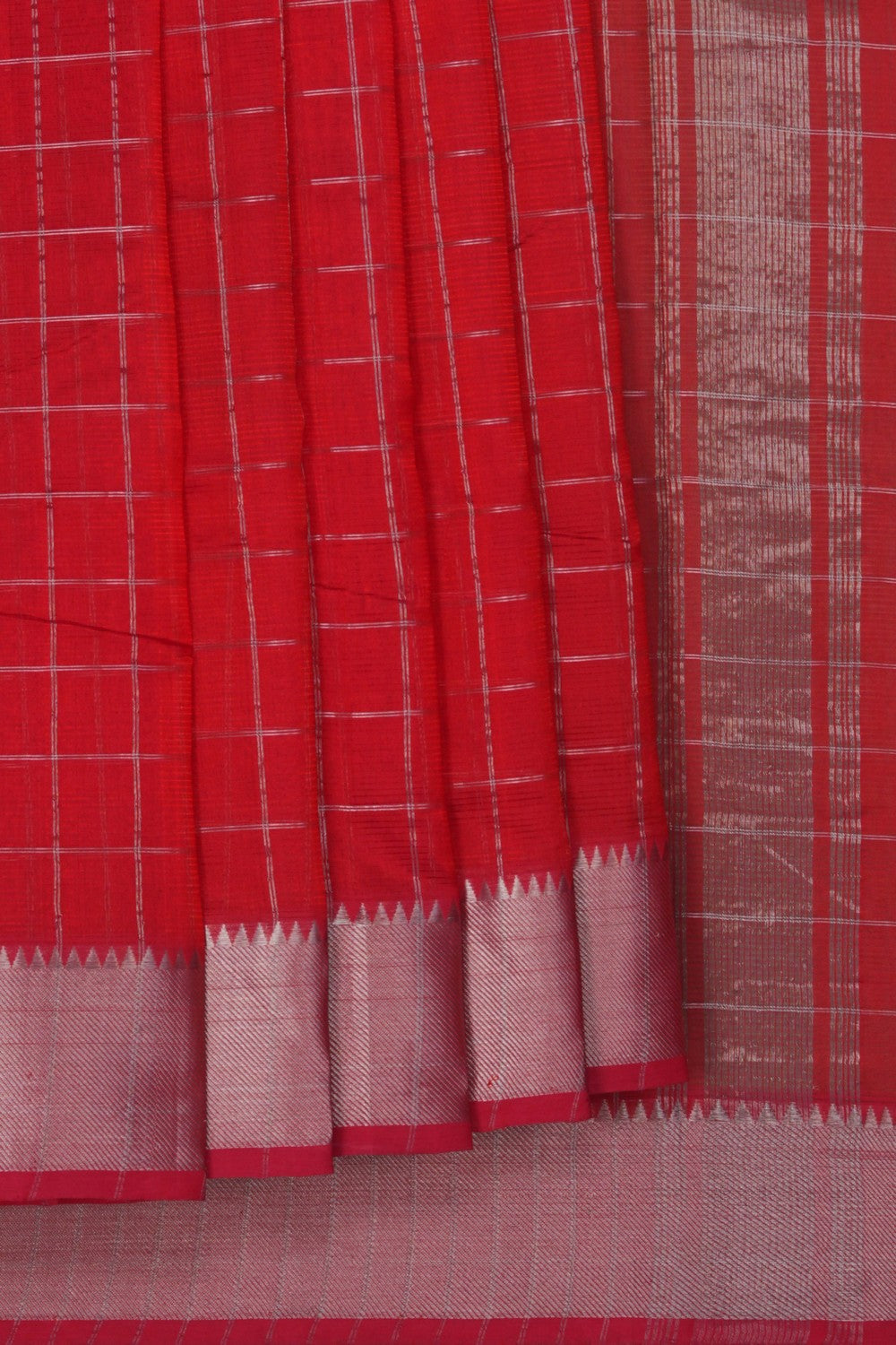 Image of Mangalgiri Silk Red Saree