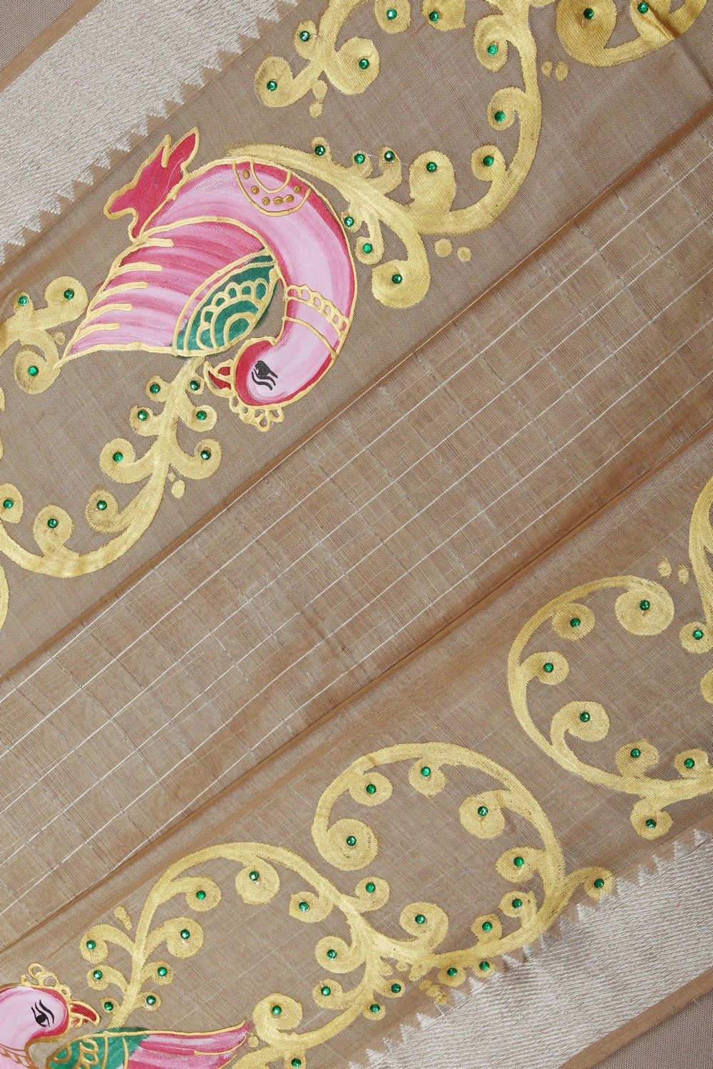 Image of Tanjore Style Hand Painted Mangalgiri Saree