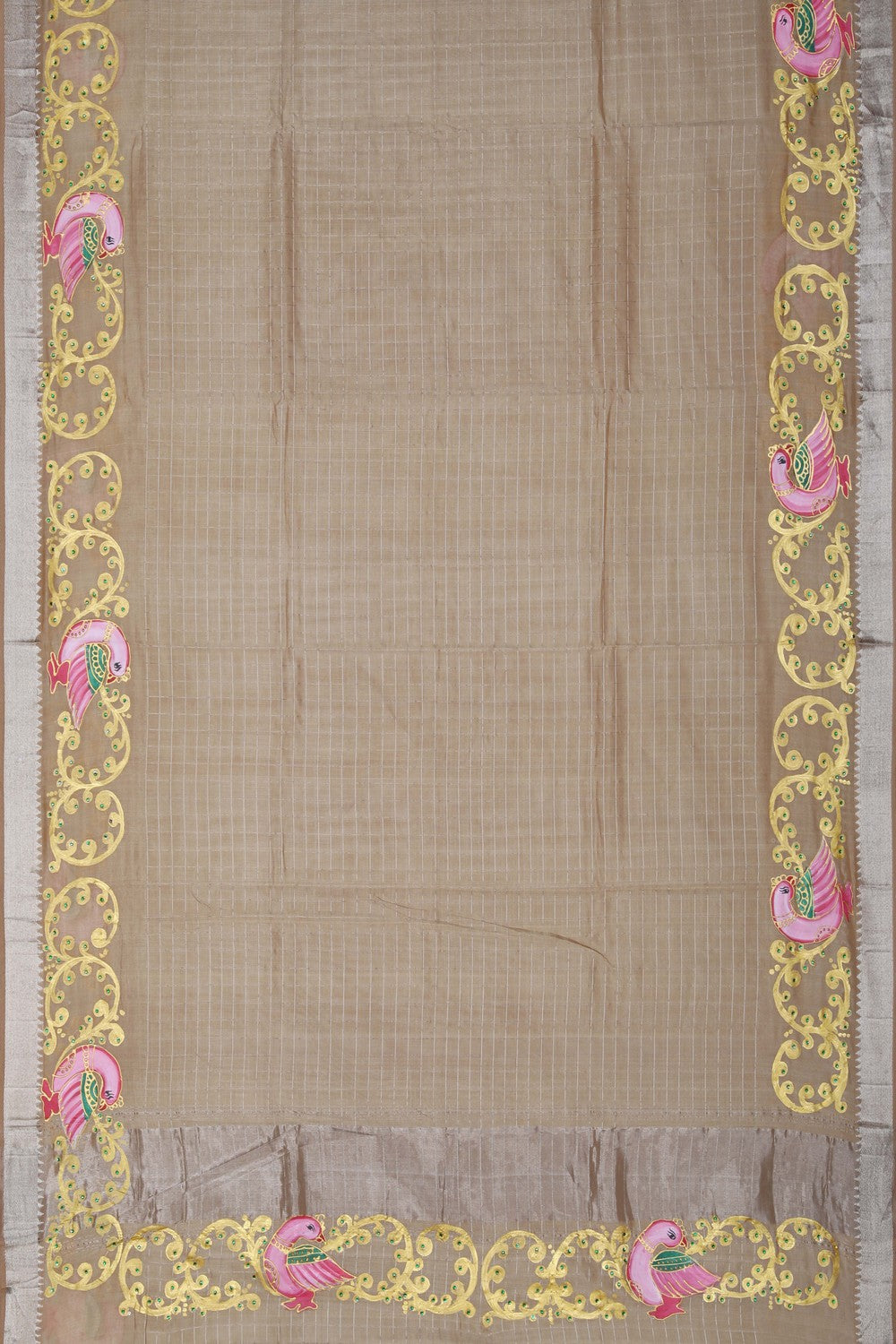Image of Tanjore Style Hand Painted Mangalgiri Saree