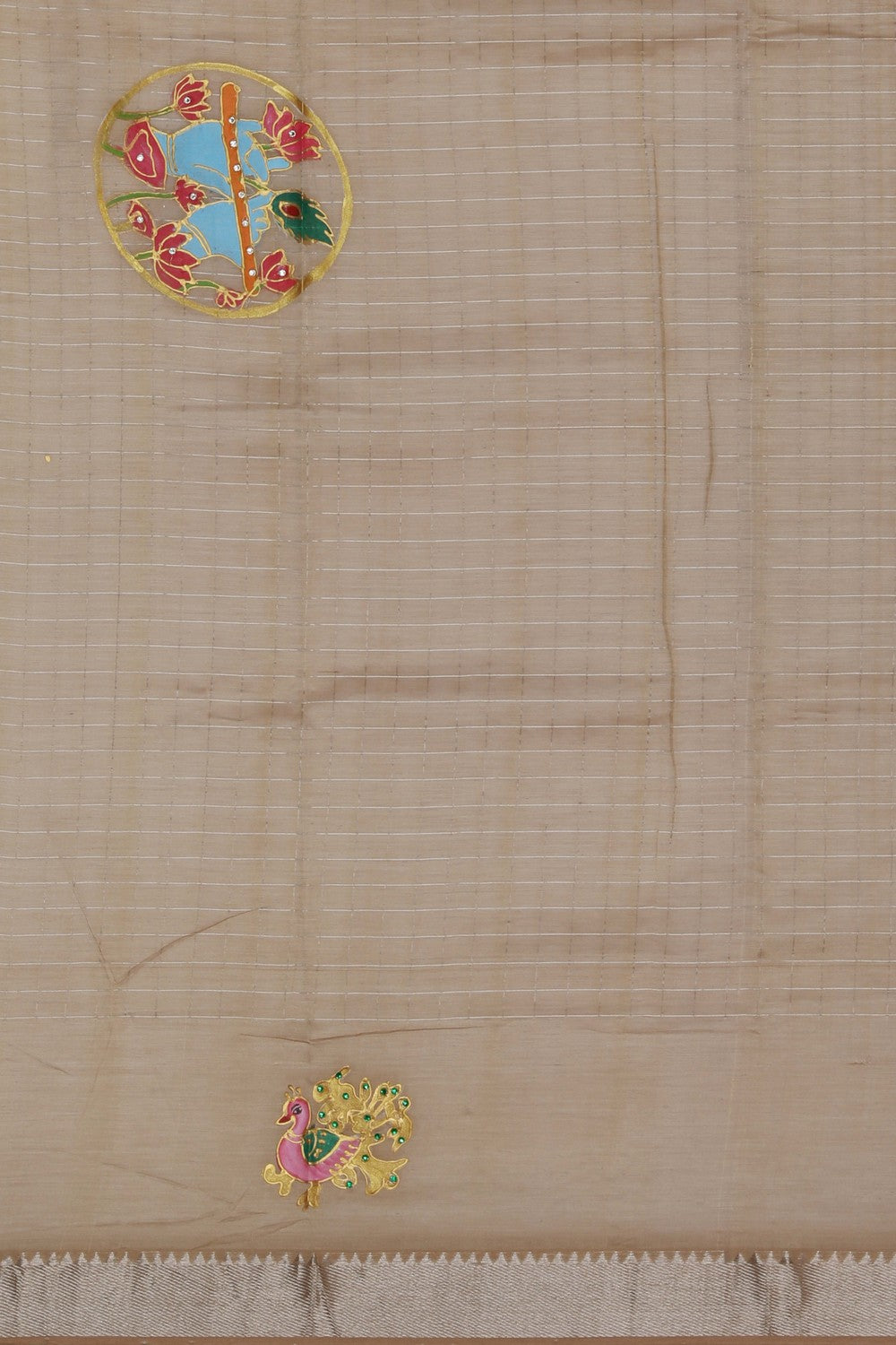 Image of Tanjore Style Hand Painted Mangalgiri Saree