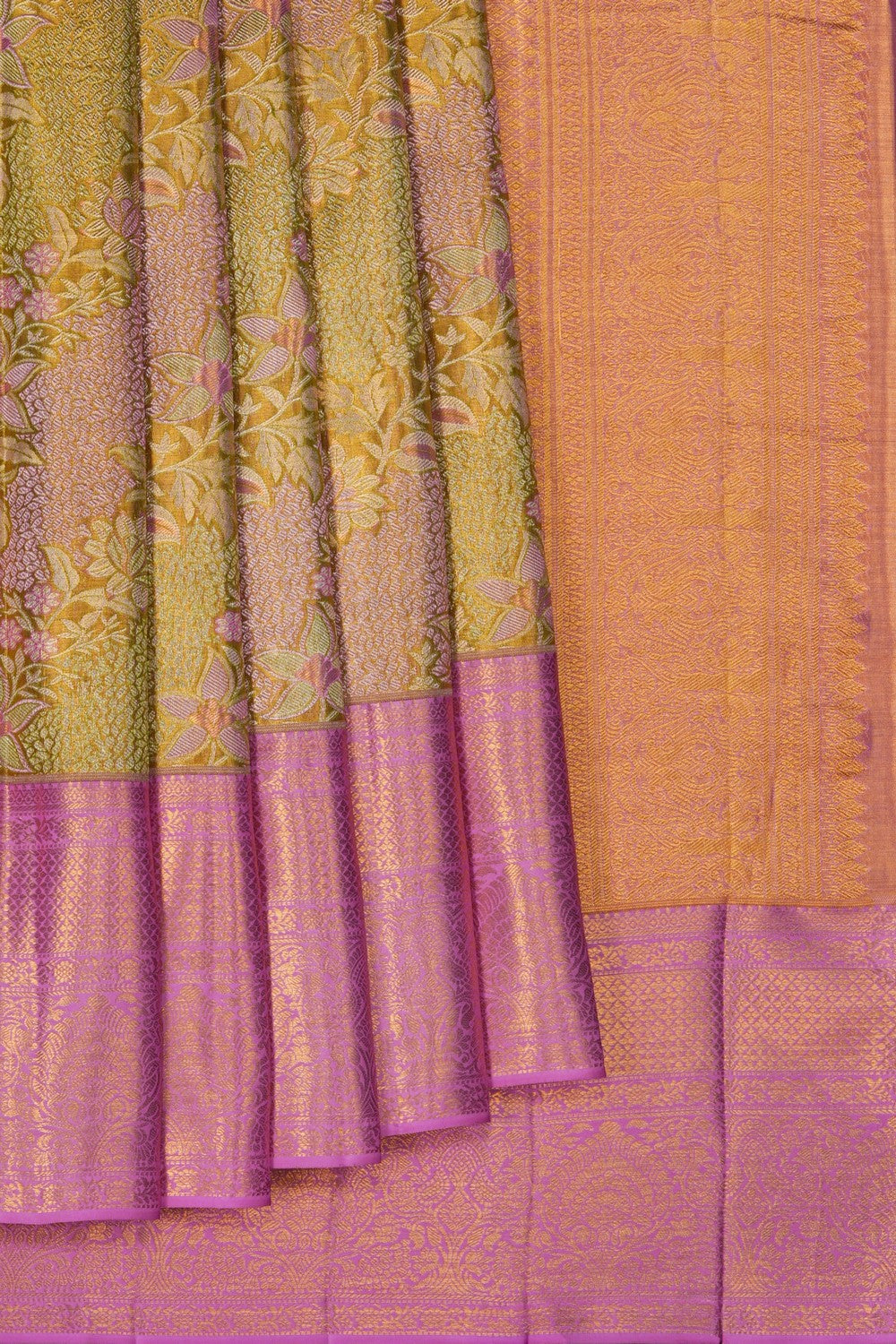 Image of A Green Tissue Brocade Kanjivaram Silk Saree