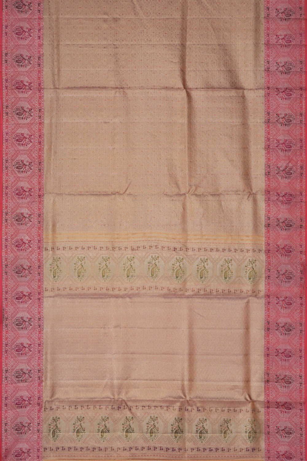 Image of A Golden Tissue Brocade Kanjivaram Silk Saree
