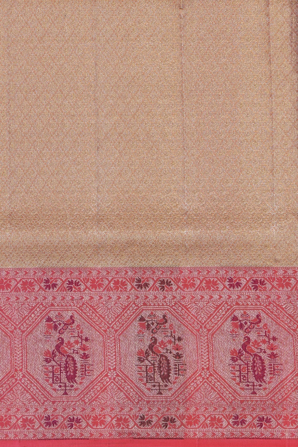 Image of A Golden Tissue Brocade Kanjivaram Silk Saree