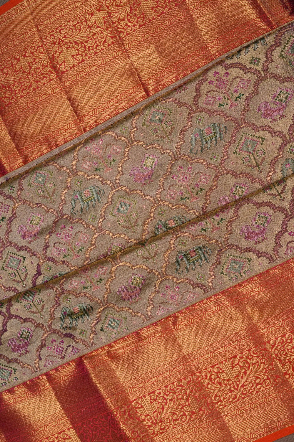 Image of A Golden Kanjivaram Silk Saree