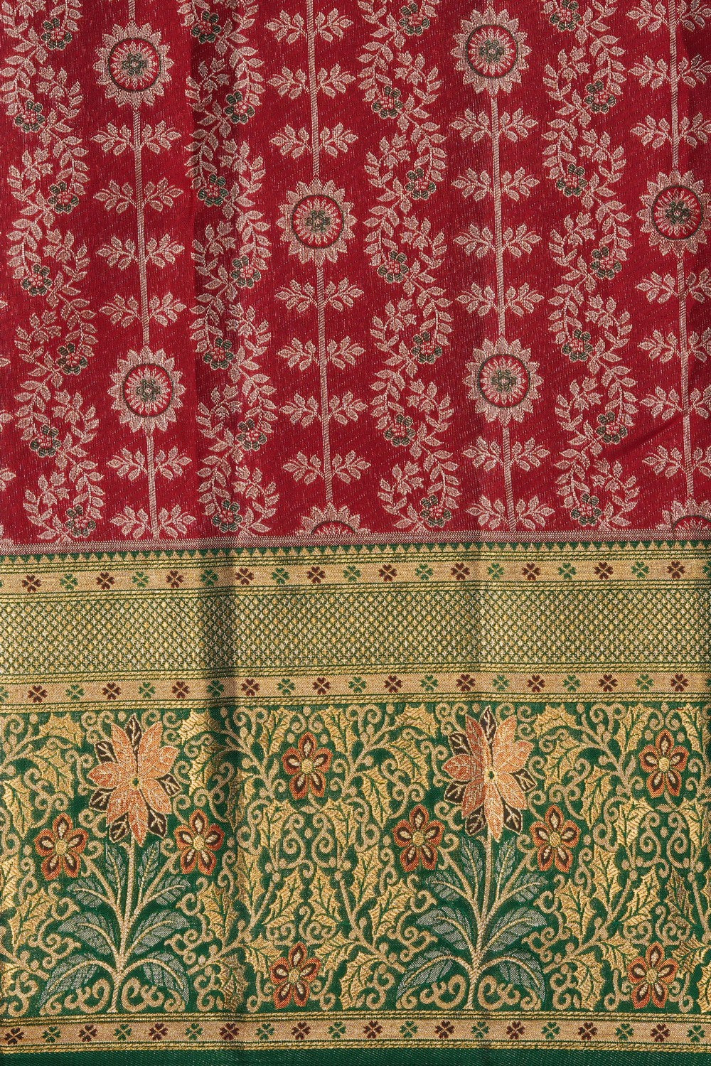 Image of A Bridal Red Brocade Kanjivaram Silk Saree
