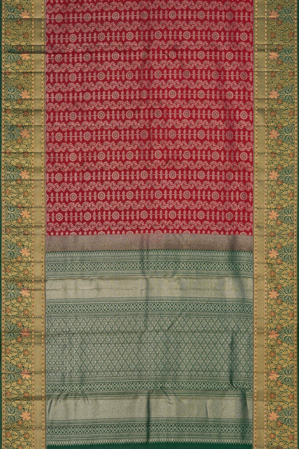 Image of A Bridal Red Brocade Kanjivaram Silk Saree