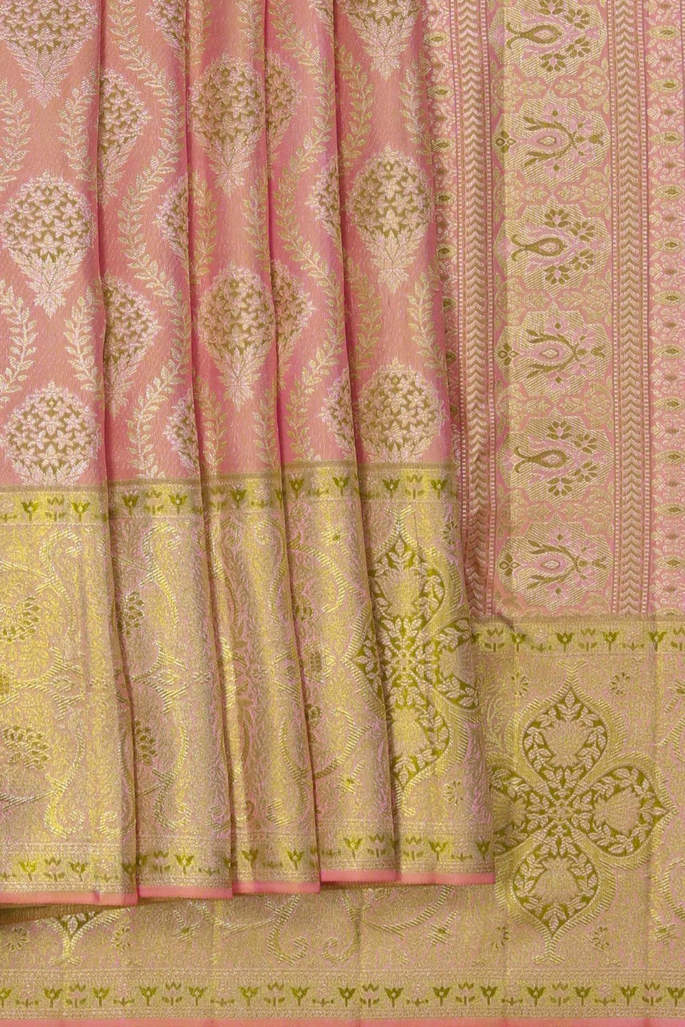 Image of Golden Tissue Brocade Kanjivaram Silk Saree