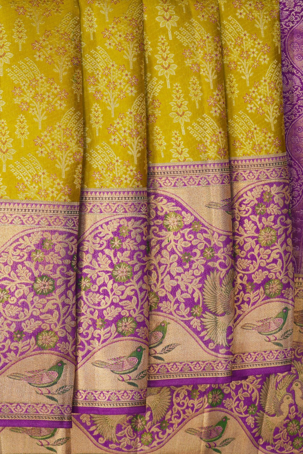 Image of A Beautiful Green Brocade Kanjivaram Silk Saree
