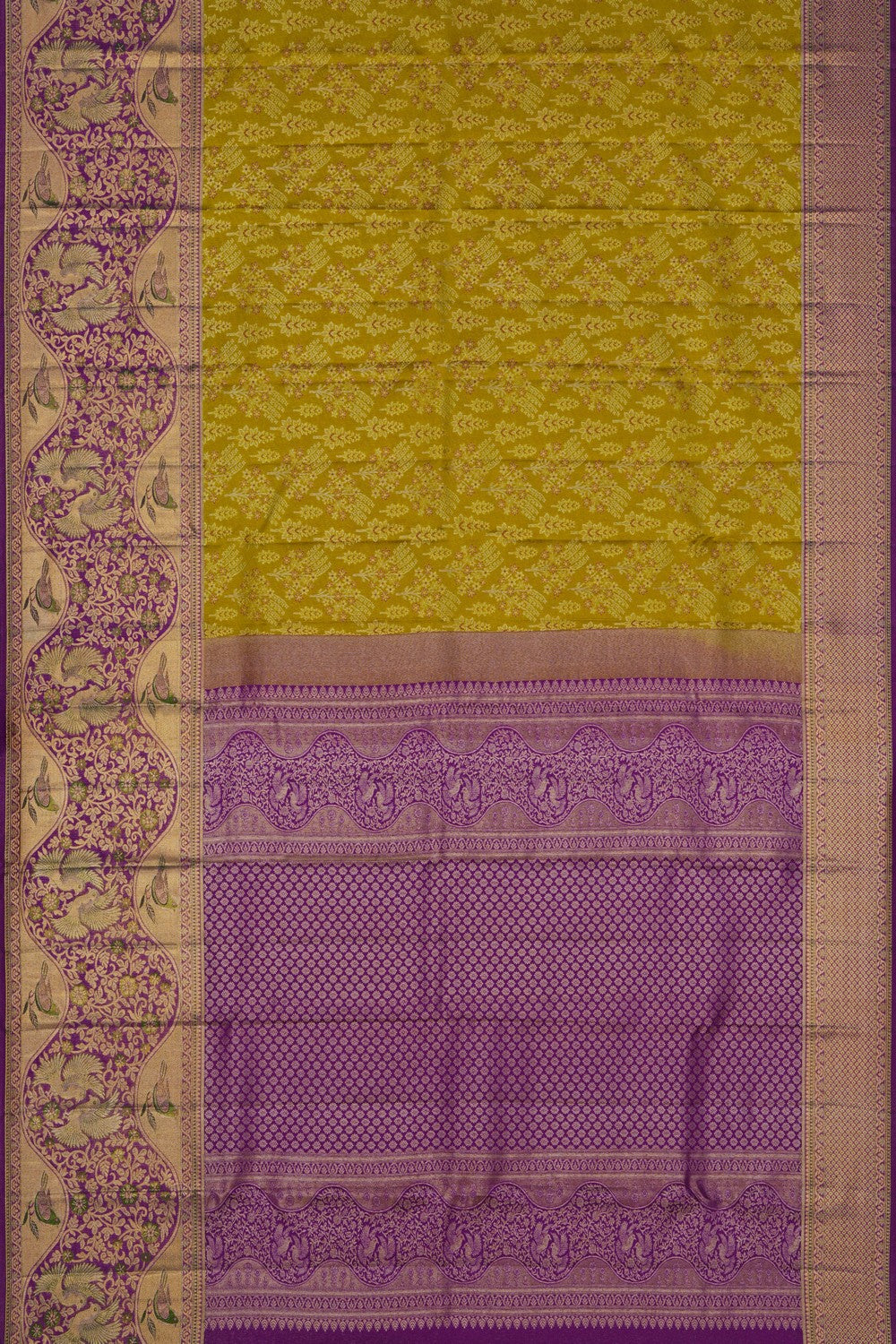 Image of A Beautiful Green Brocade Kanjivaram Silk Saree