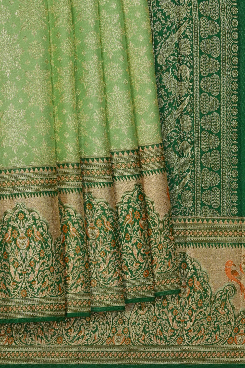 Image of A Bridal Green Brocade Kanjivaram Silk Saree