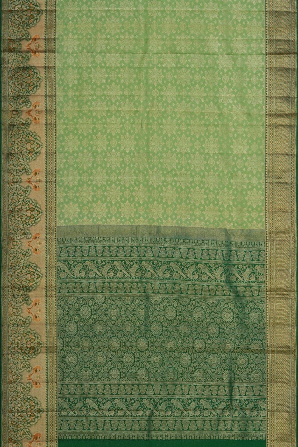 Image of A Bridal Green Brocade Kanjivaram Silk Saree