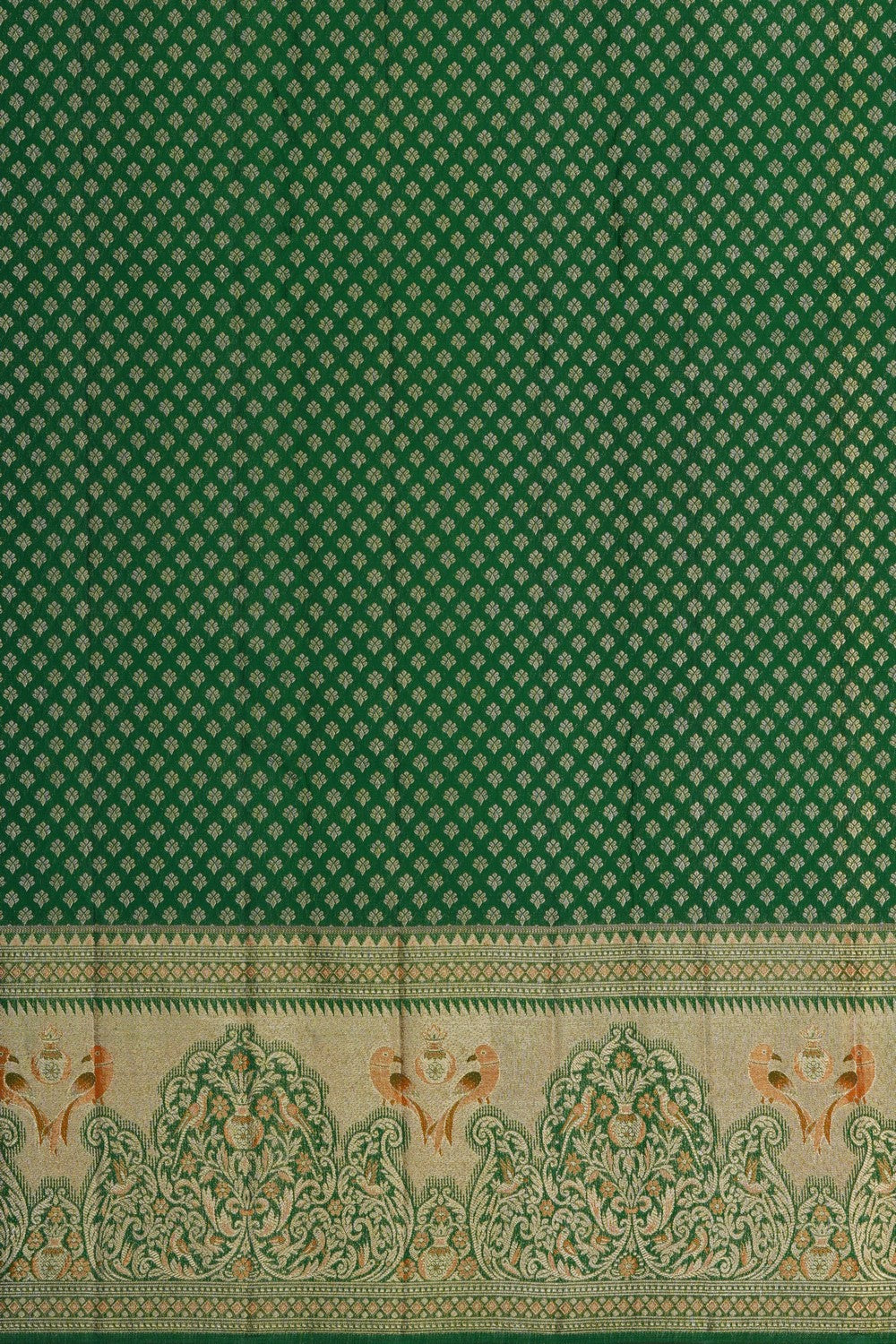 Image of A Bridal Green Brocade Kanjivaram Silk Saree